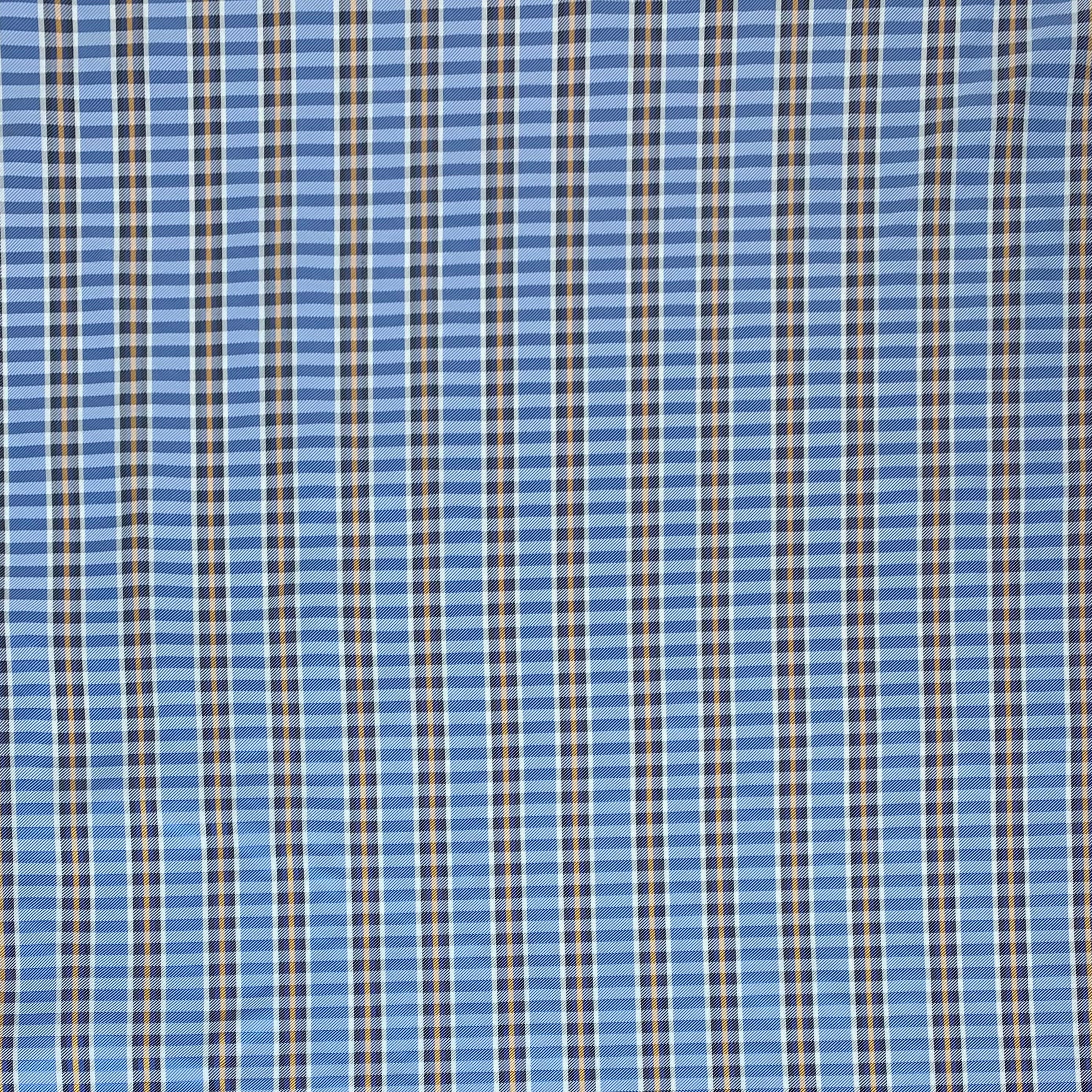 Plaid Silk/Polyester - Blue / White / Yellow - Remnant