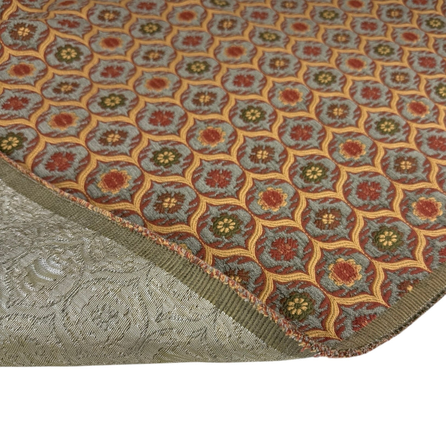 Patterned Chenille Upholstery Remnant  - Rust/Taupe/Gold/Green