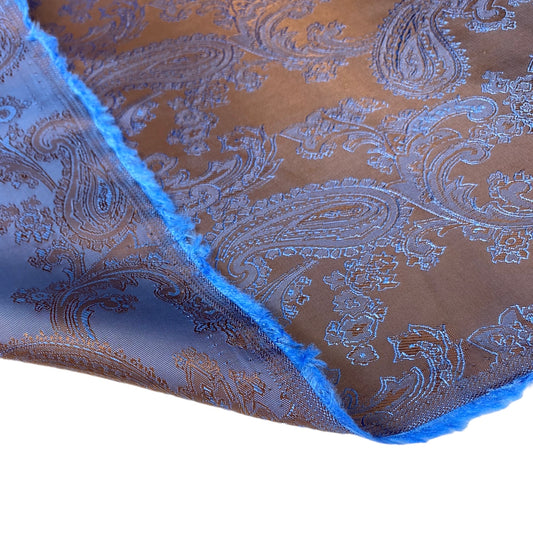 Two Tone Paisley Jacquard Lining - Brown/Light Blue