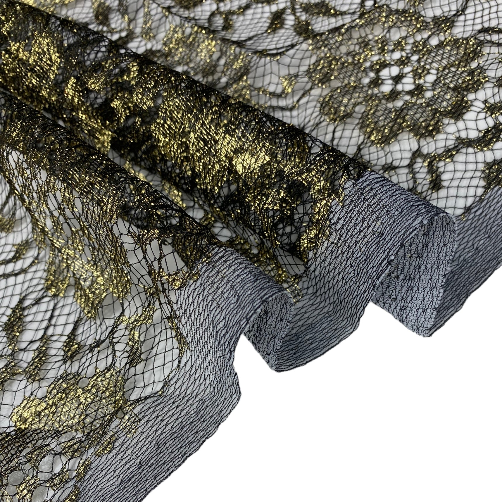 Floral Embroidered Lace - Black/Gold￼