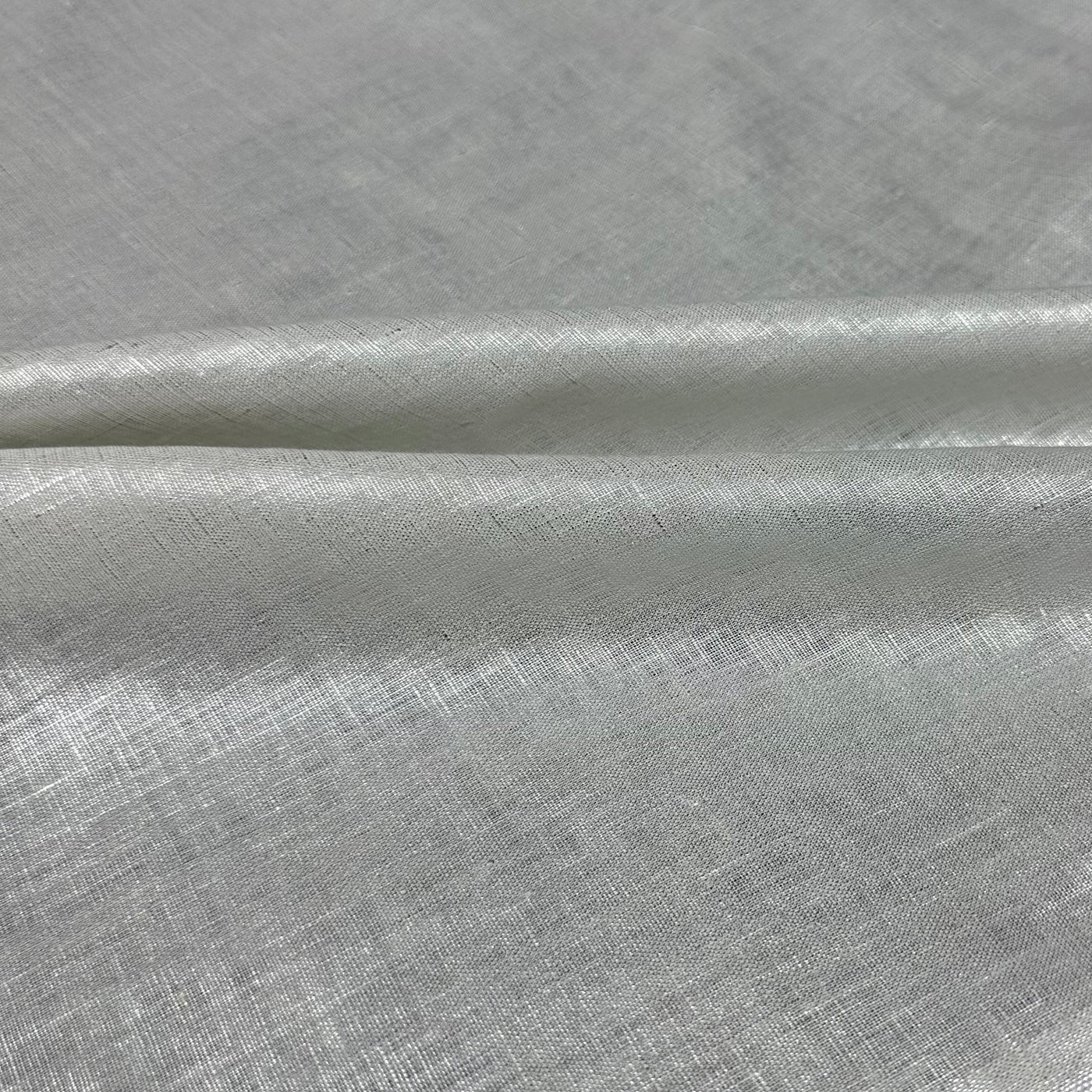 Lightweight Metallic Linen - Silver/White