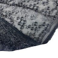 Floral Embroidered Mesh - Black/Silver