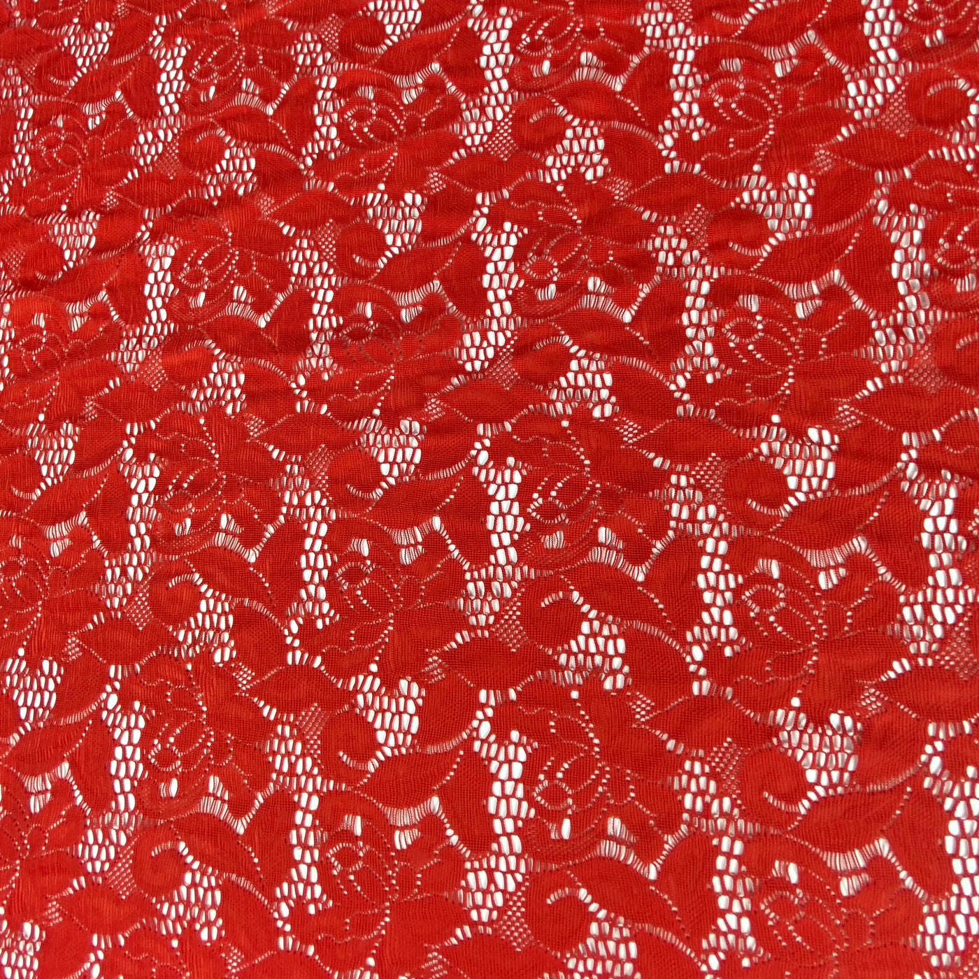 Stretch Floral Lace - 52” - Red