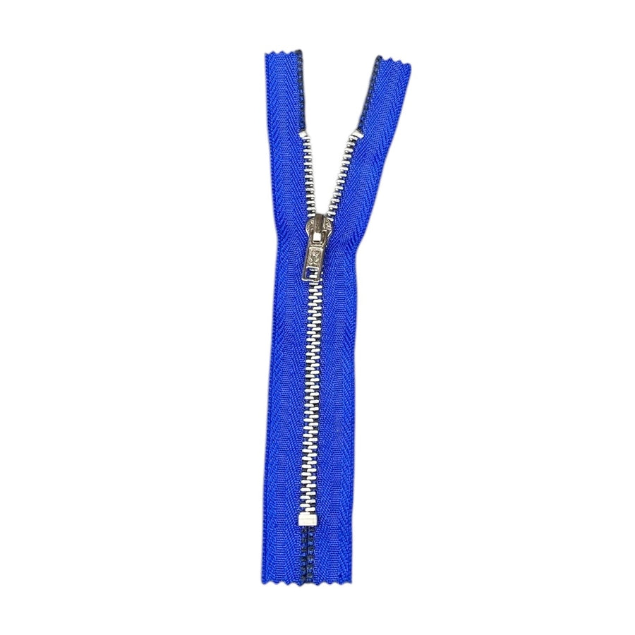 Closed-End Metal 5” Zipper - Blue/Silver