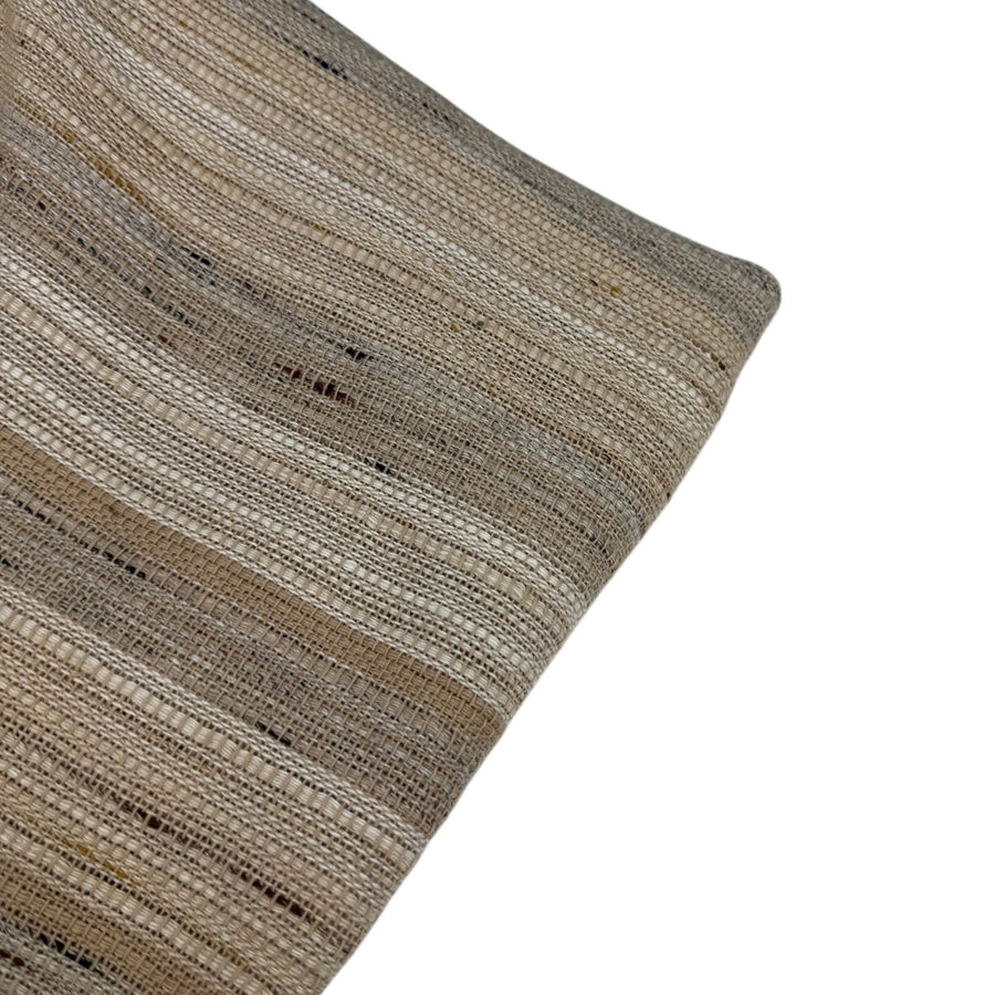 Woven Acrylic Striped Upholstery Remnant - Beige/White/Grey/Brown