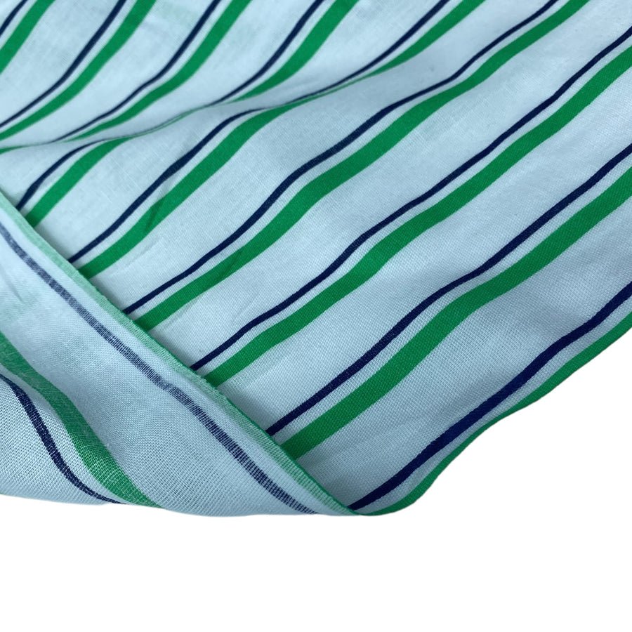 Striped Lightweight Cotton - White/Green/Navy