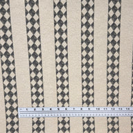Woven Striped Diamond Patterned Cotton Blend Upholstery Remnant - Beige/Turquoise