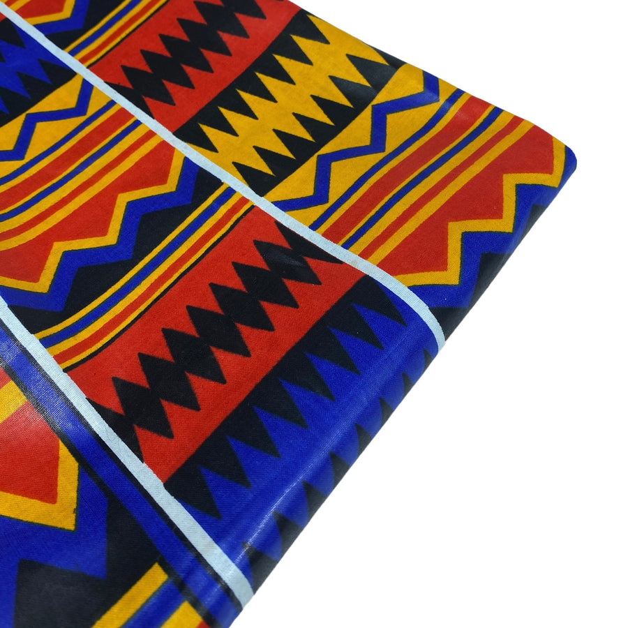 Waxed African Printed Cotton - Yellow / Blue / Red / Black