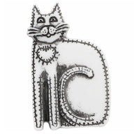 Cat Novelty Shank Button White/Black 30mm 2 count