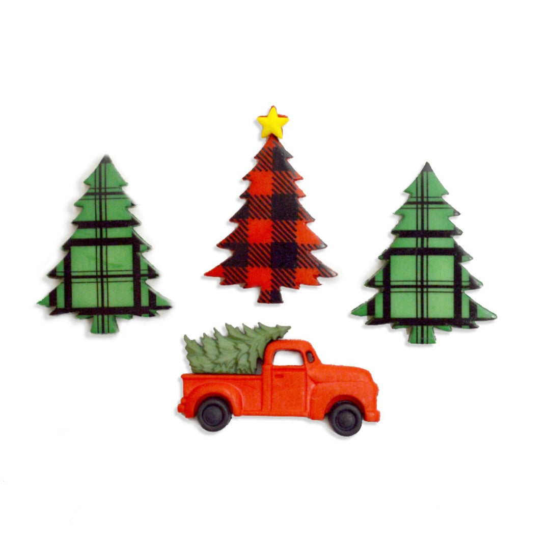 Christmas Novelty Shank Buttons Home for the Holidays 4 count