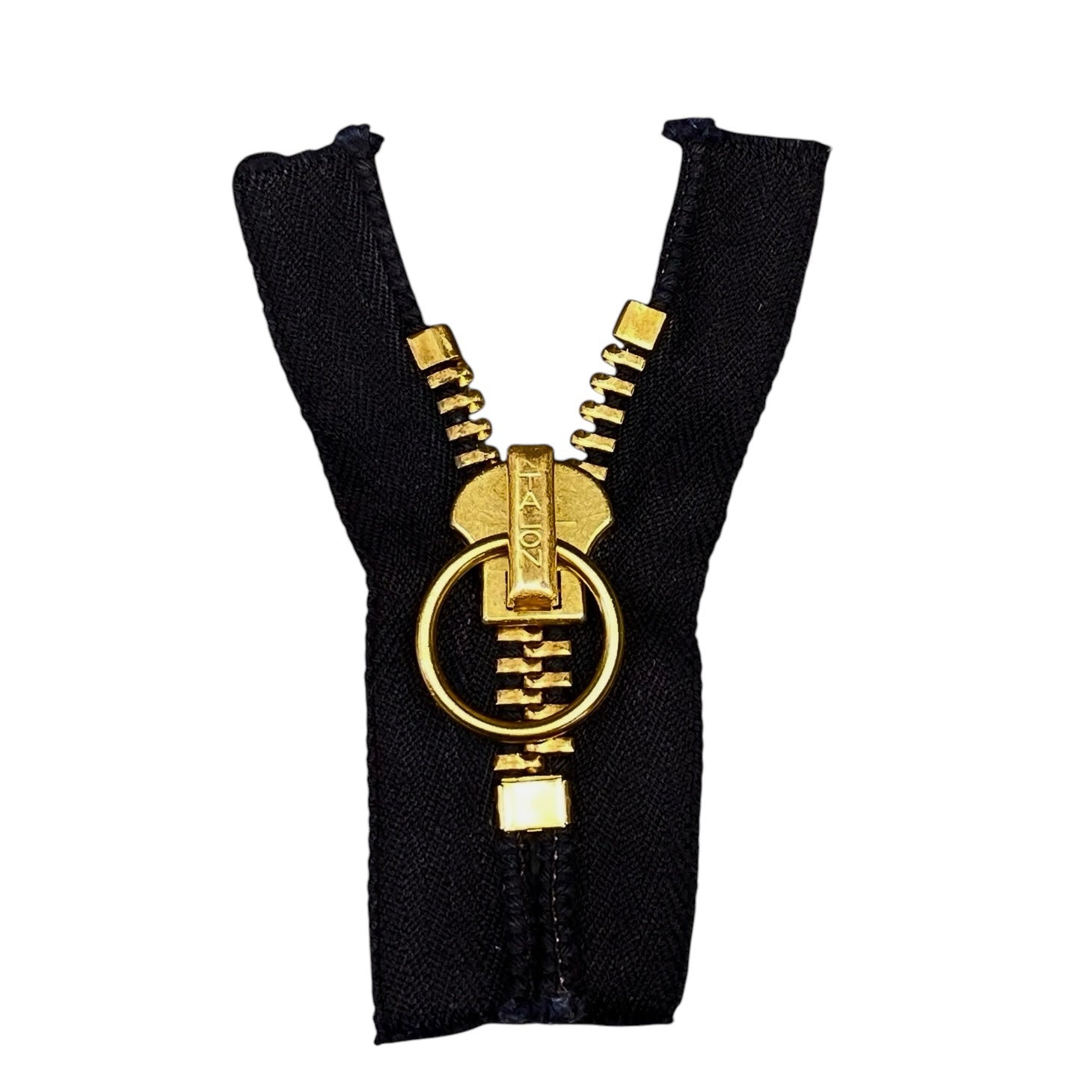 Closed-End Metal Zipper 2” - Black/Gold