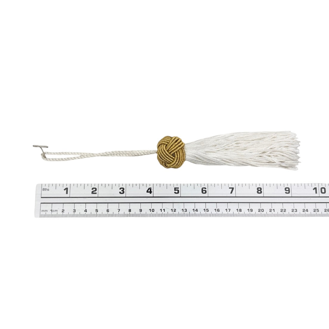 Decorative 5” Tassel - Gold/White