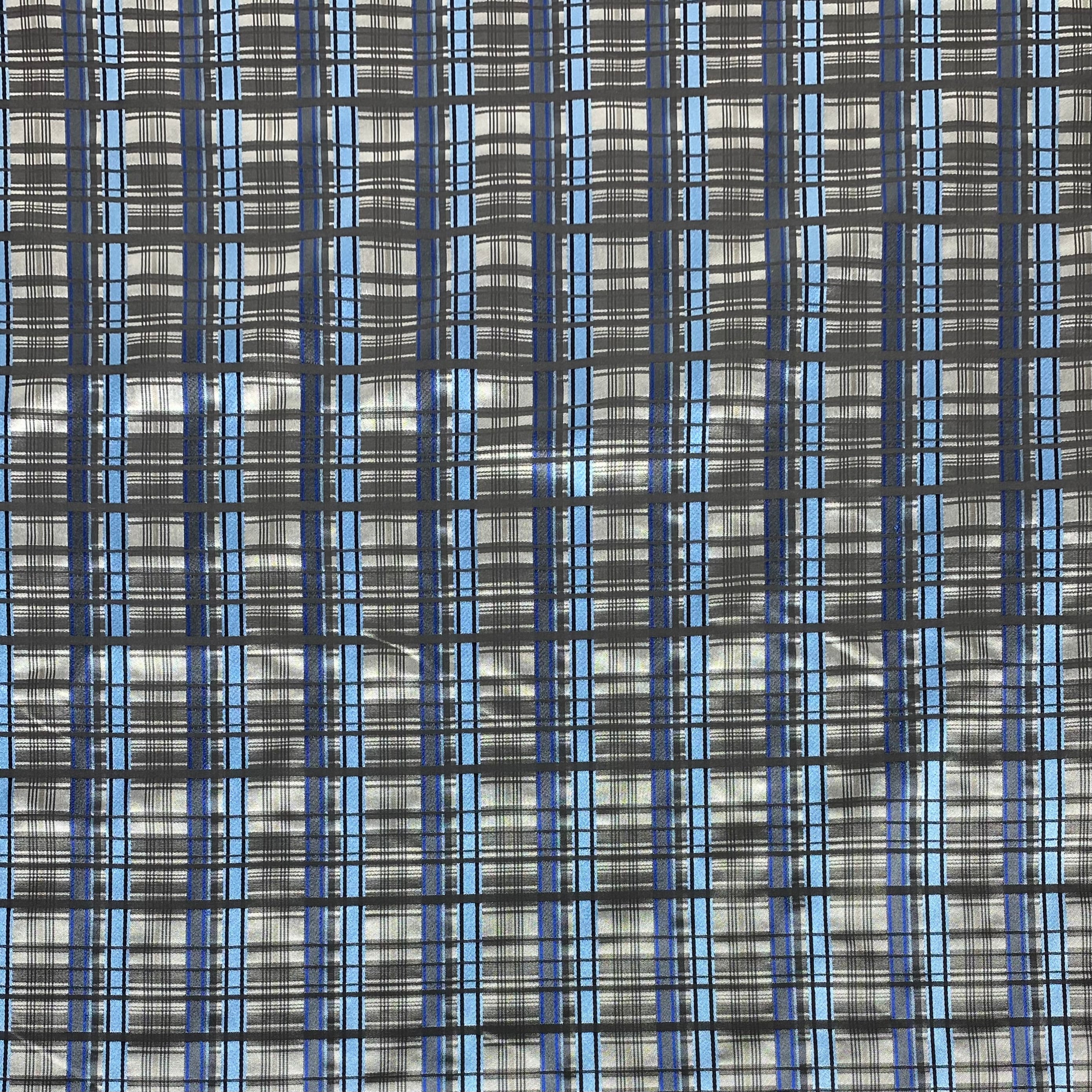 Plaid Silk/Polyester - Black / Grey / Blue