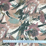 Patterned Upholstery Remnant  - Beige/Green/Pink