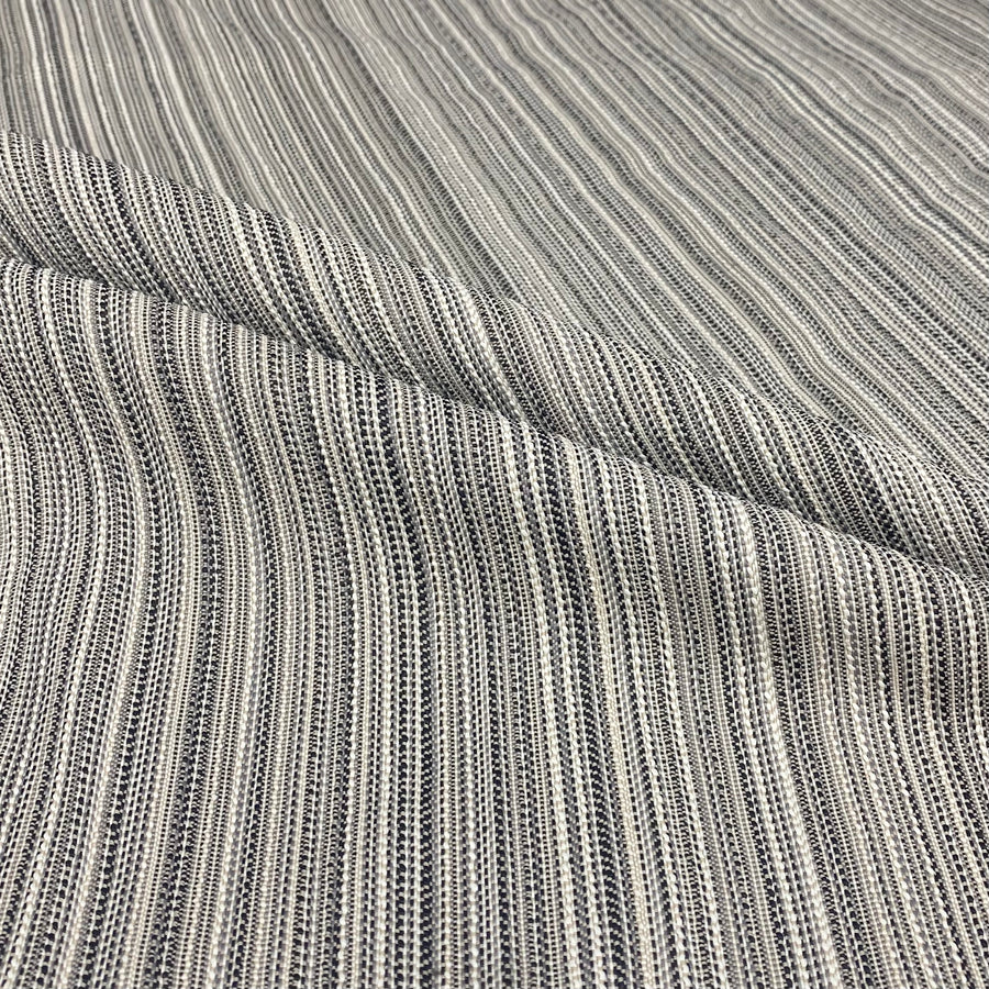 Striped Upholstery Remnant  - Beige/White/Black