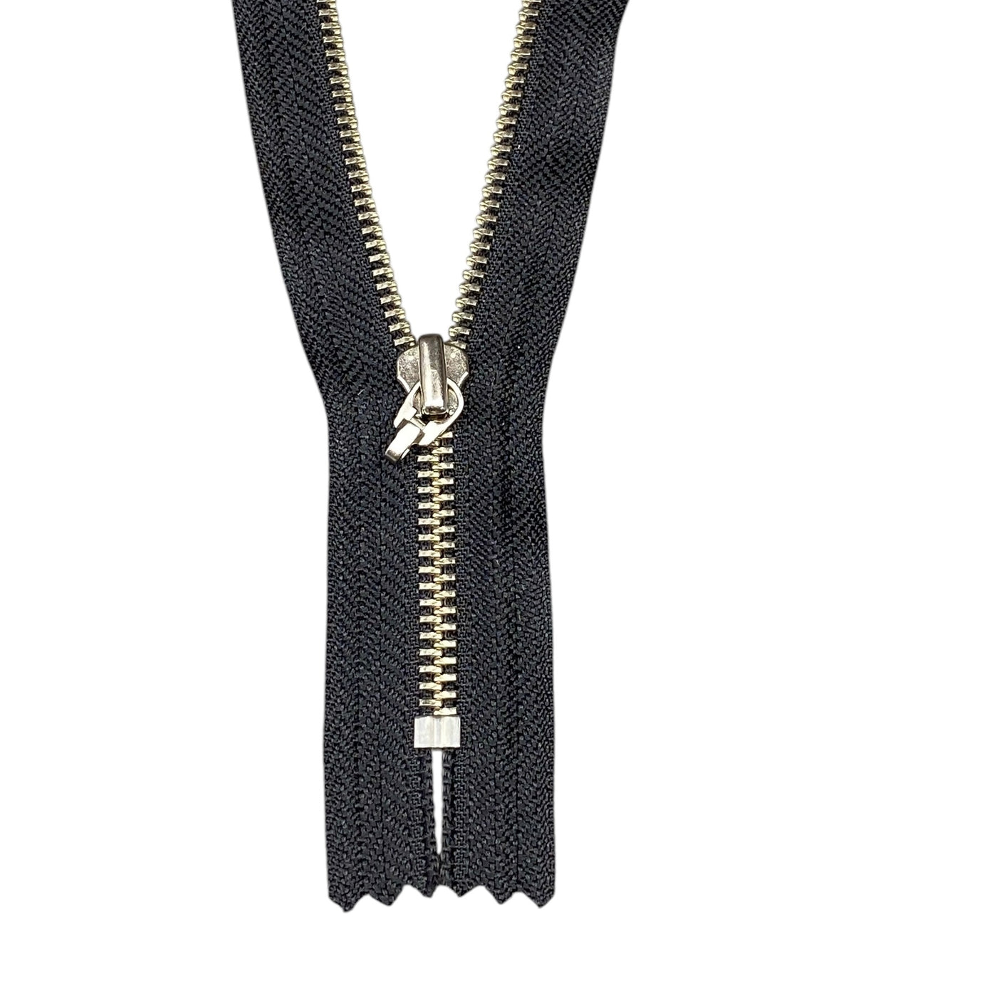 Closed-End Metal YKK Zipper - Black/Silver