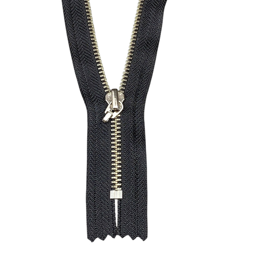 Closed-End Metal YKK Zipper - Black/Silver