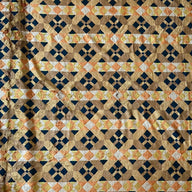 Patterned Cotton Velvet Upholstery - Designer Remnant - Brown/Orange/Black/Yellow