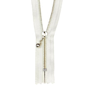Closed-End Metal Zipper - Ivory/Silver