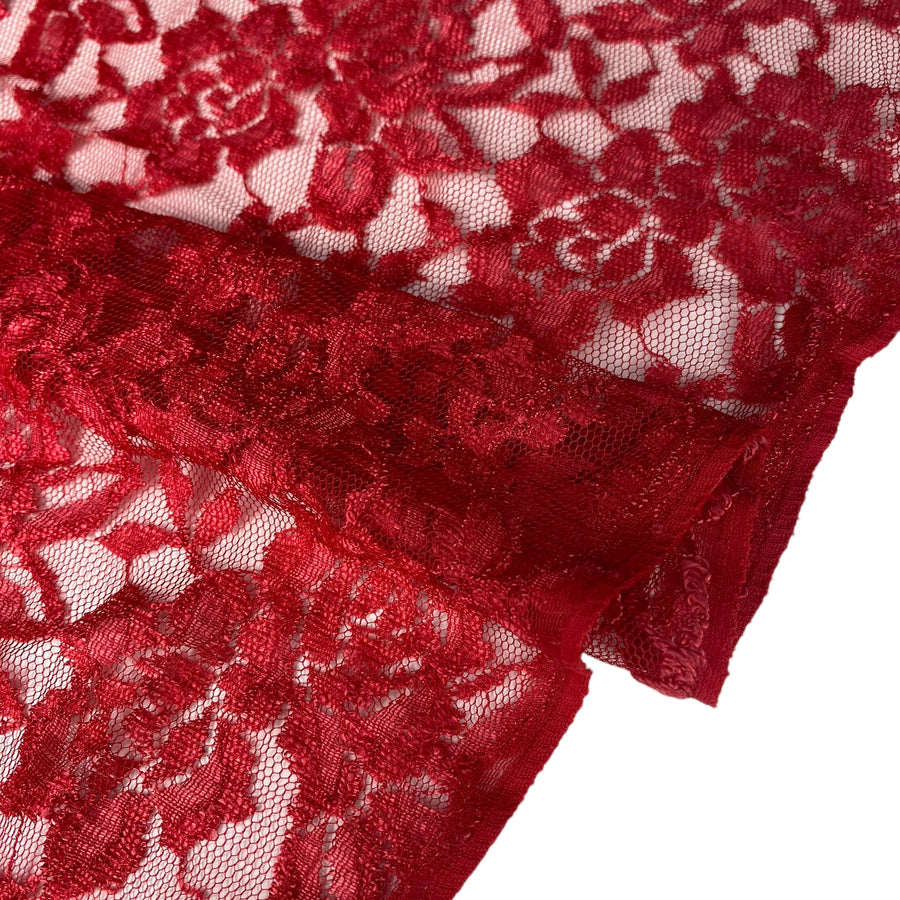 Floral Embroidered Lace - Red