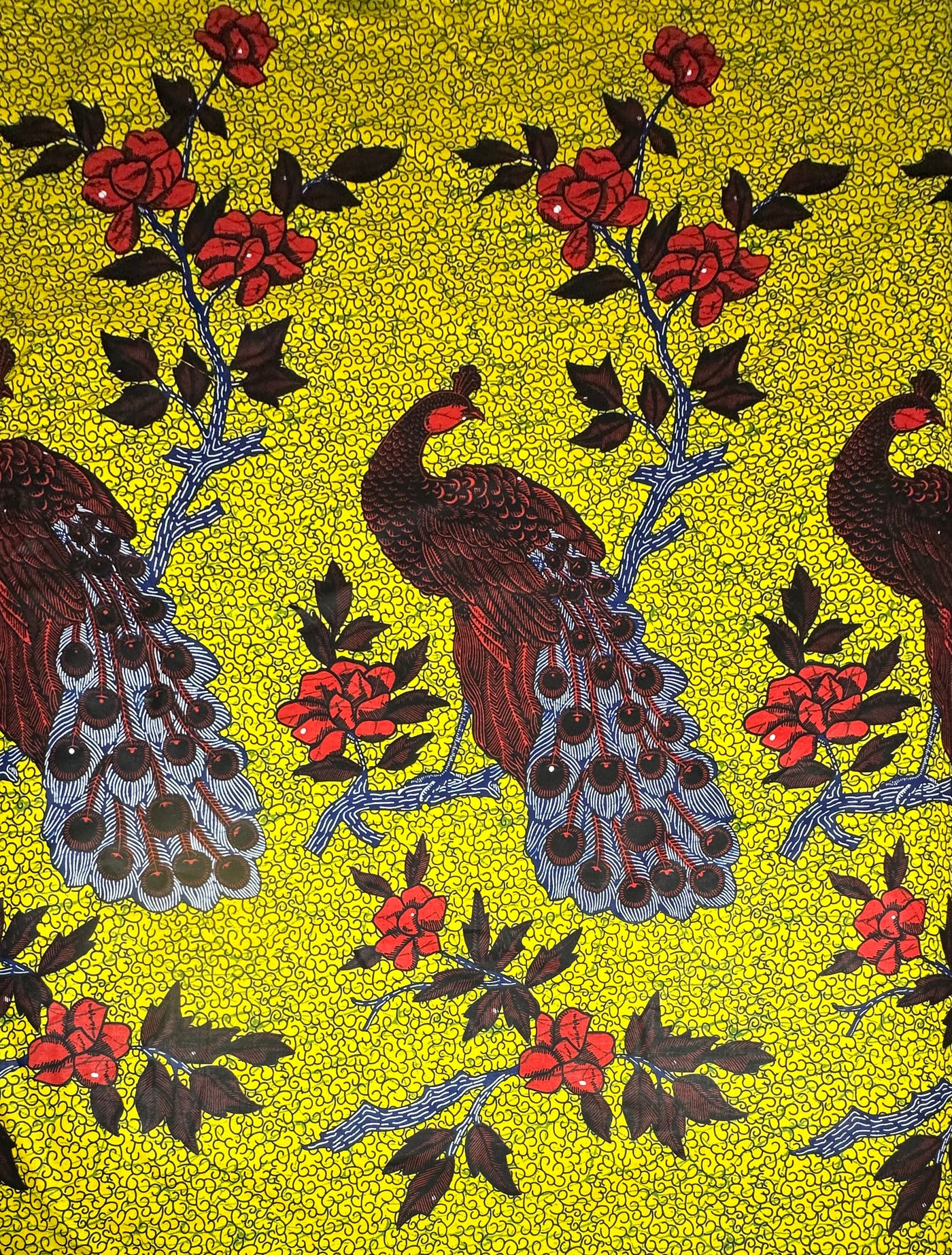 Super Wax African Printed Cotton - Peacock - Yellow