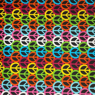 Quilting Cotton Remnant - Rainbow Peace Signs