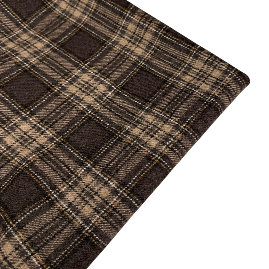 Plaid Wool Remnant - Brown/Orange/White