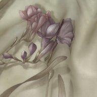 Floral Printed Polyester Chiffon - Beige/Purple/Pink