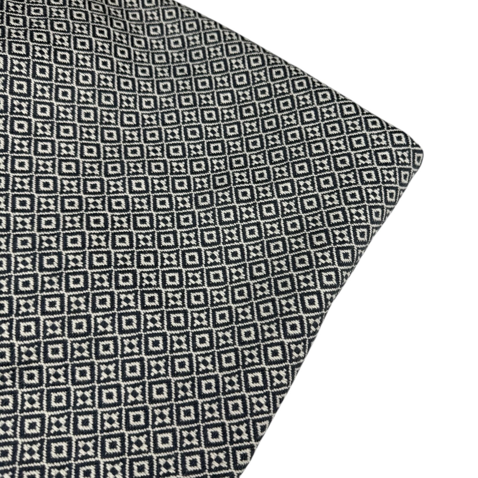 Patterned Cotton Upholstery Remnant - Blue/White