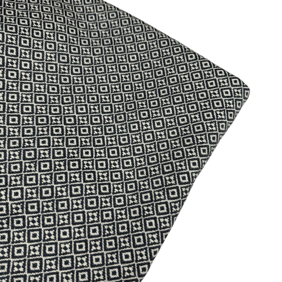 Patterned Cotton Upholstery Remnant - Blue/White