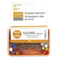 Glass Head Quilting Pins - 50pcs - 50mm