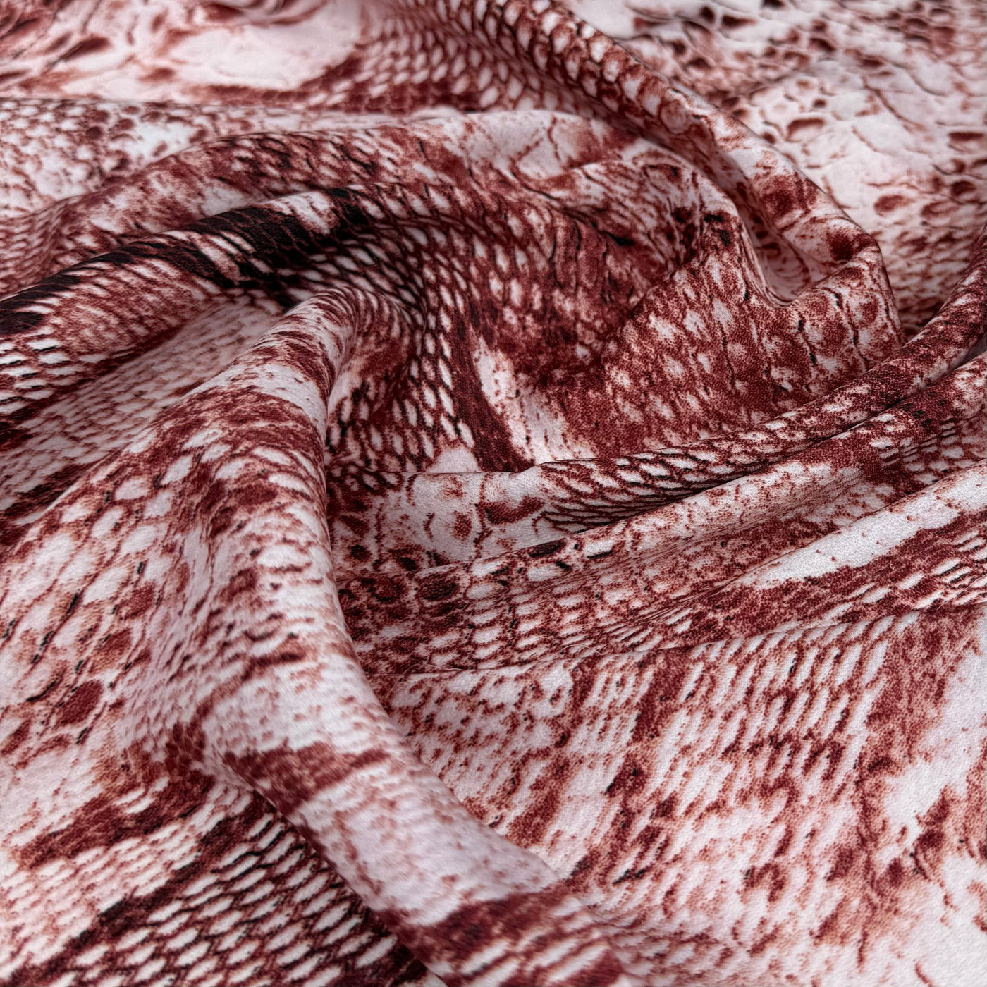 Snake Printed Polyester Lining - Red/White