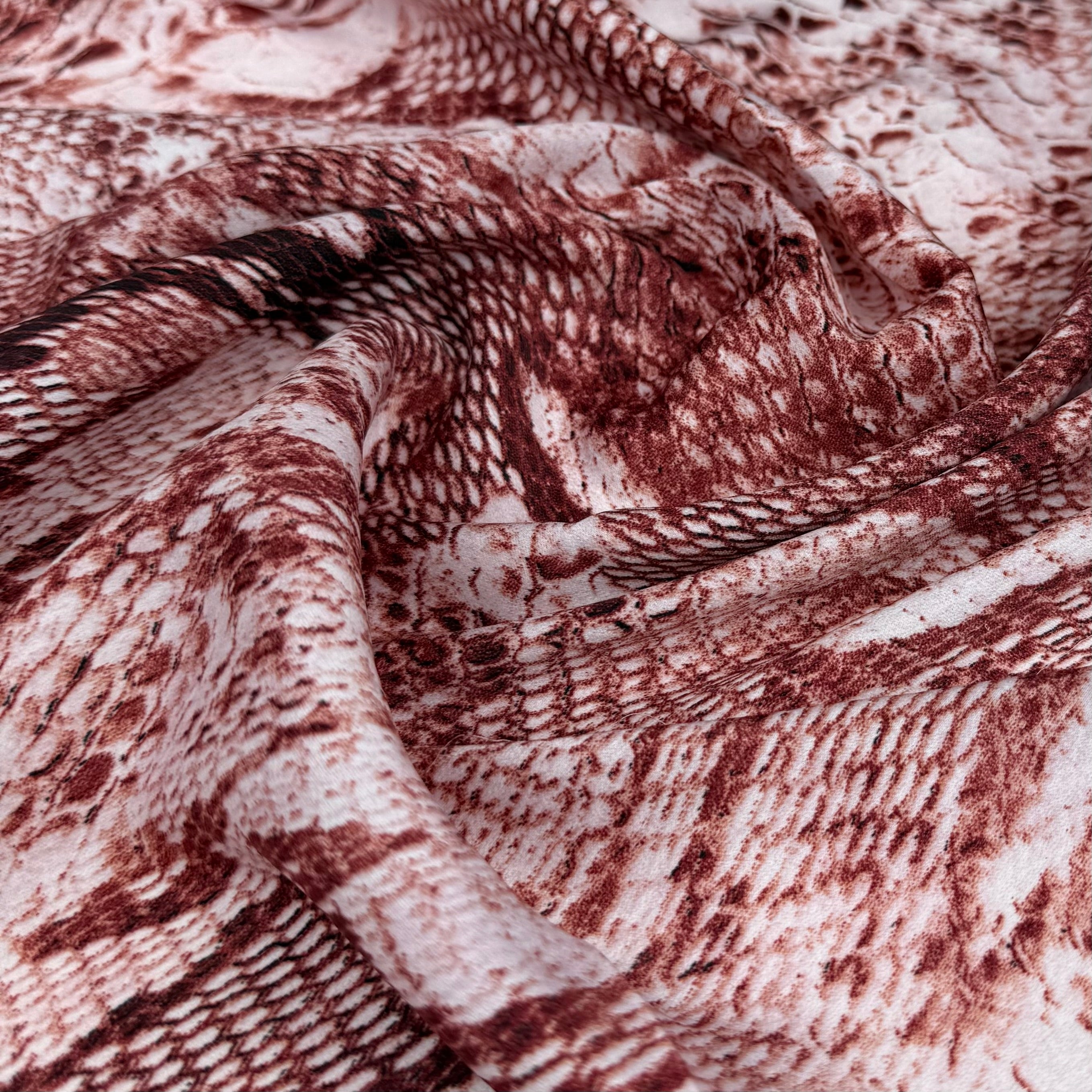 Snake Printed Polyester Lining - Red/White