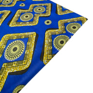African Printed Cotton - Blue/Yellow
