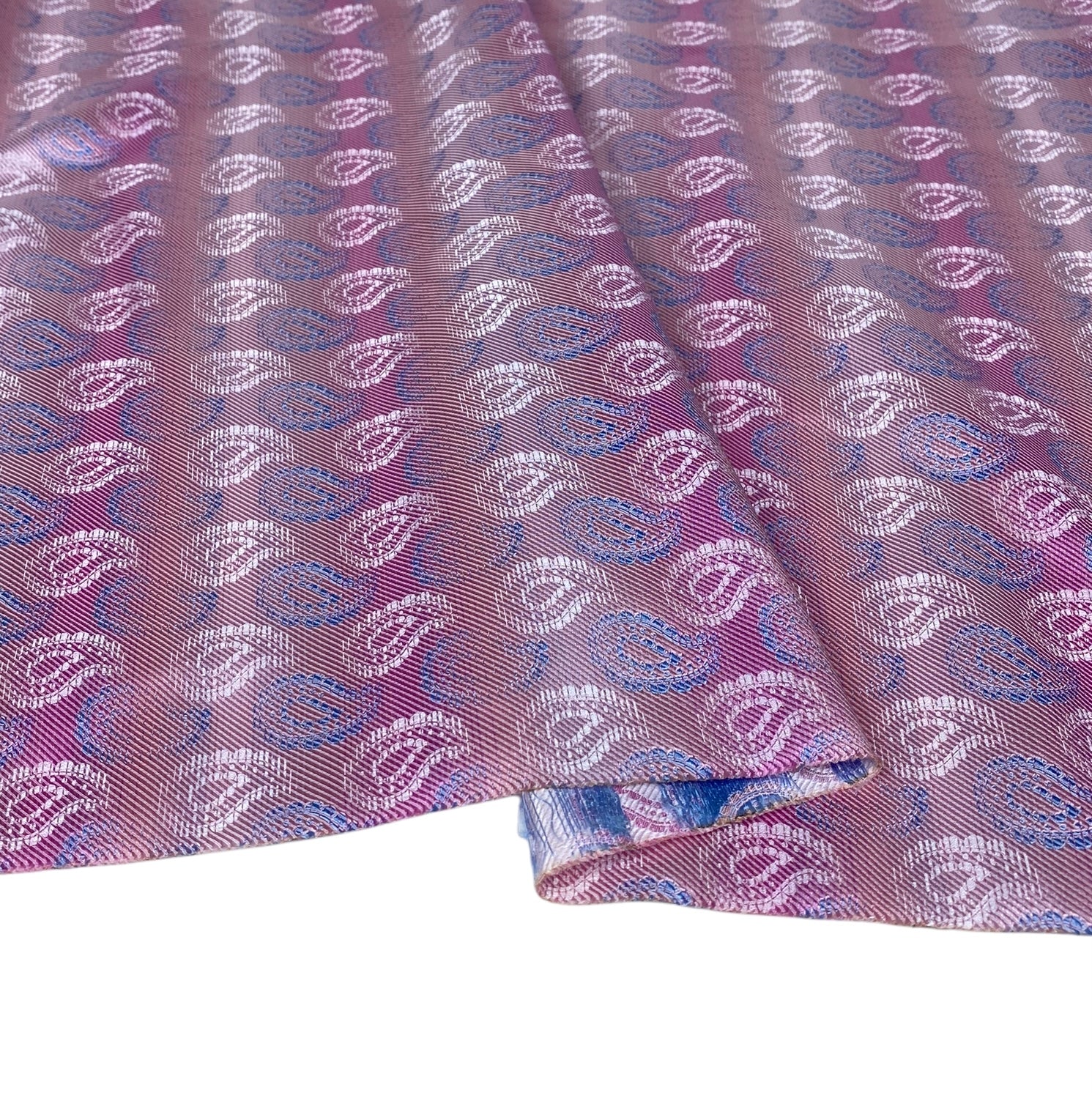 Paisley Silk/Polyester Jacquard - Pink / Blue - Remnant