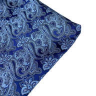 Paisley Silk/Polyester Jacquard - Blue - Remnant