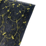 Floral Vines Embroidered Mesh - Black/