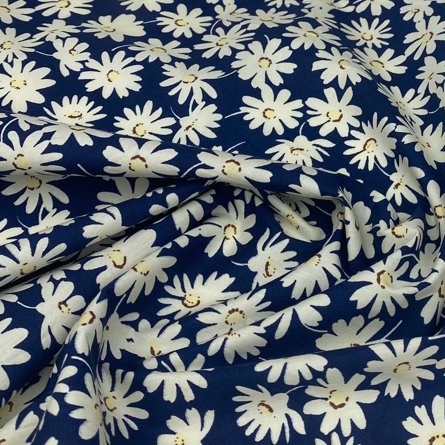 Floral Lightweight Printed Cotton - Blue/Ivory