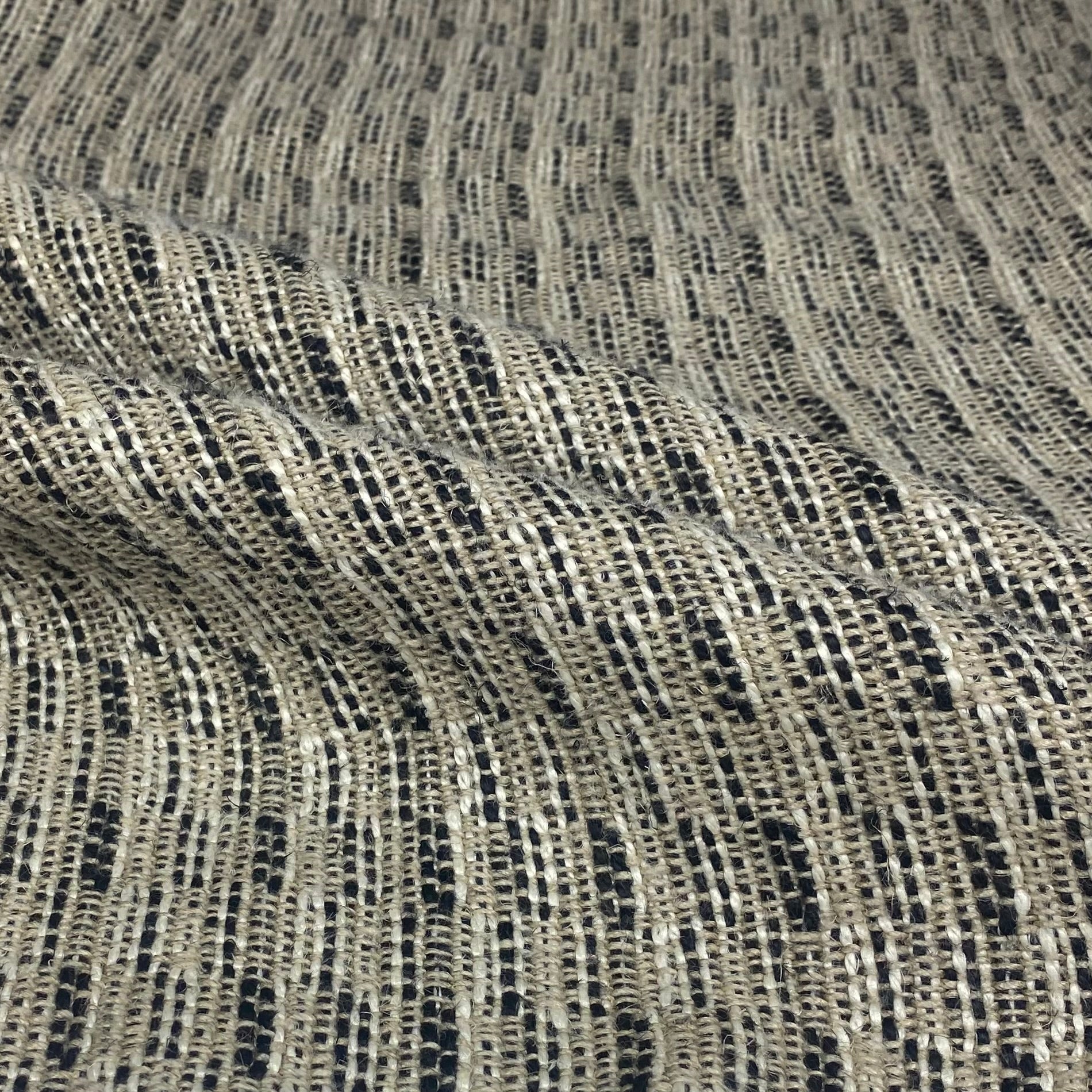 Patterned Upholstery Remnant - Beige/Black/White