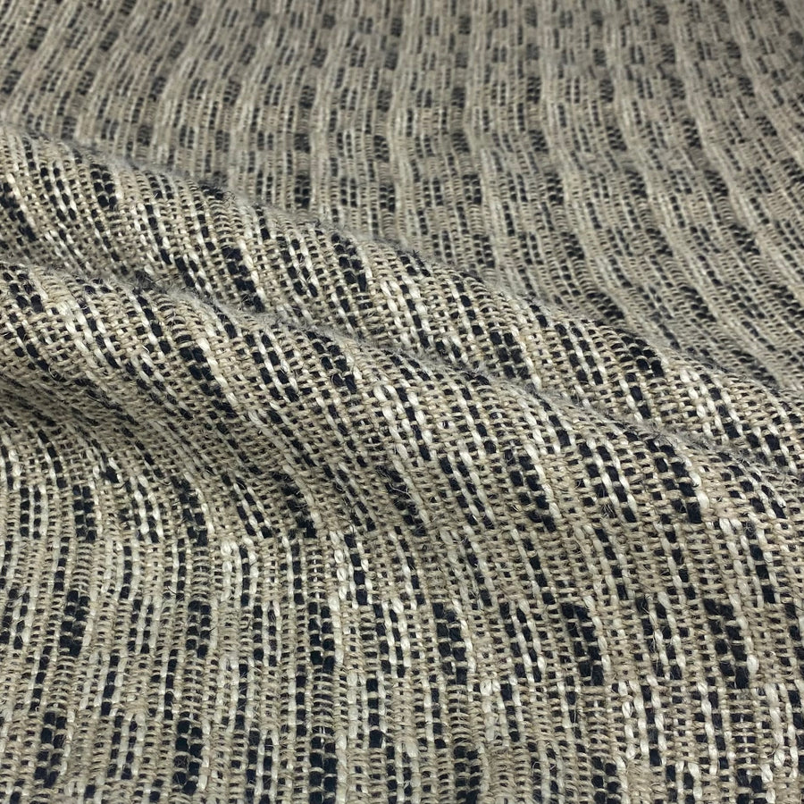 Patterned Upholstery Remnant - Beige/Black/White
