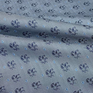 Paisley Polyester Jacquard - Grey / White / Blue - Remnant