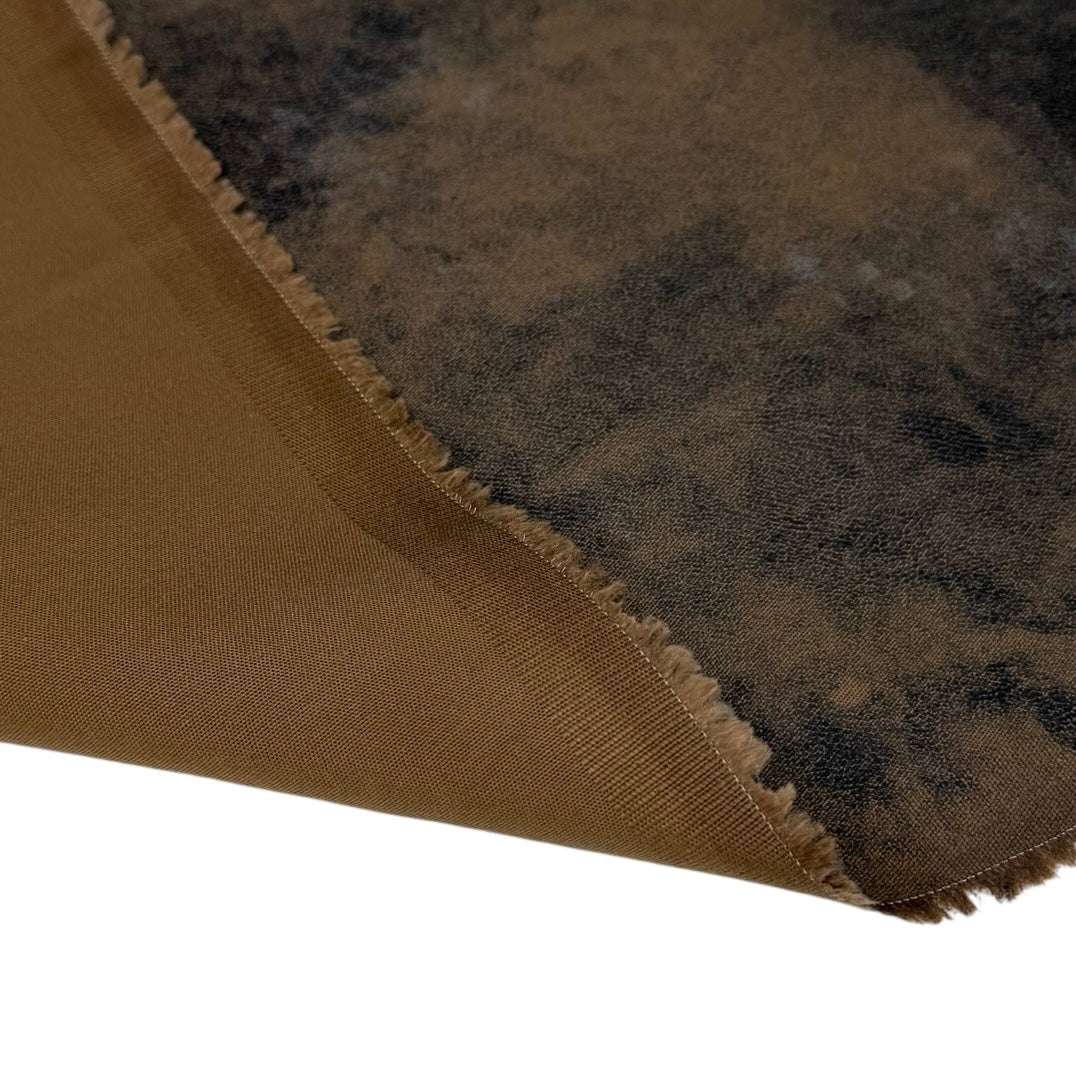 Distressed Coated Stretch Twill Canvas Brown
