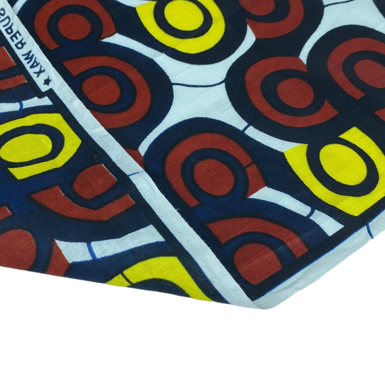 Waxed African Printed Cotton - Blue/Brown/Yellow