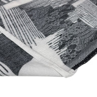 Floral Lace Fused on Patterned Polyester Knit - White/Grey