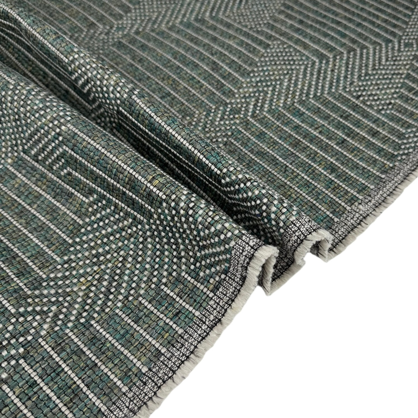 Patterned Upholstery Remnant - Turquoise/Grey/Green/White