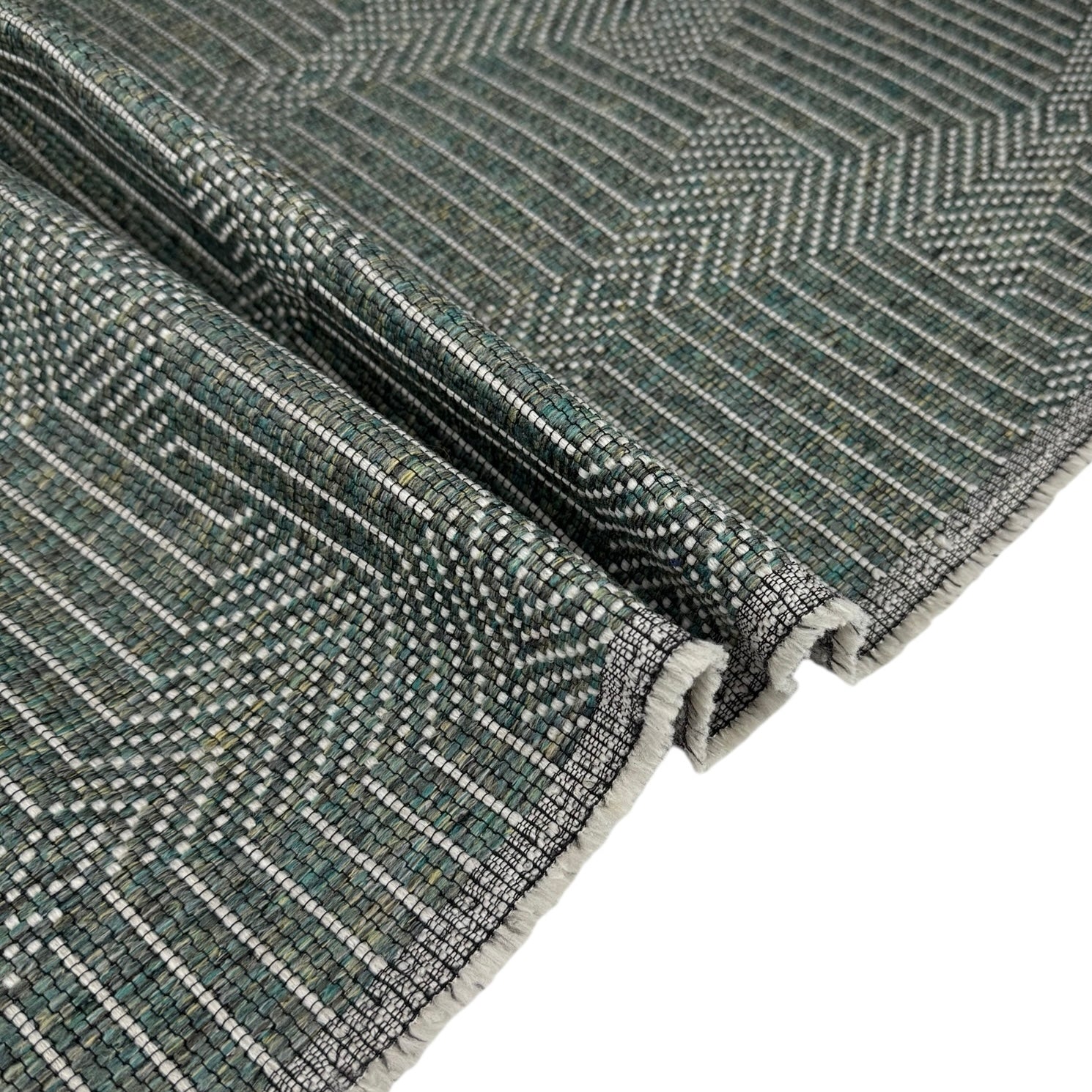 Patterned Upholstery Remnant - Turquoise/Grey/Green/White