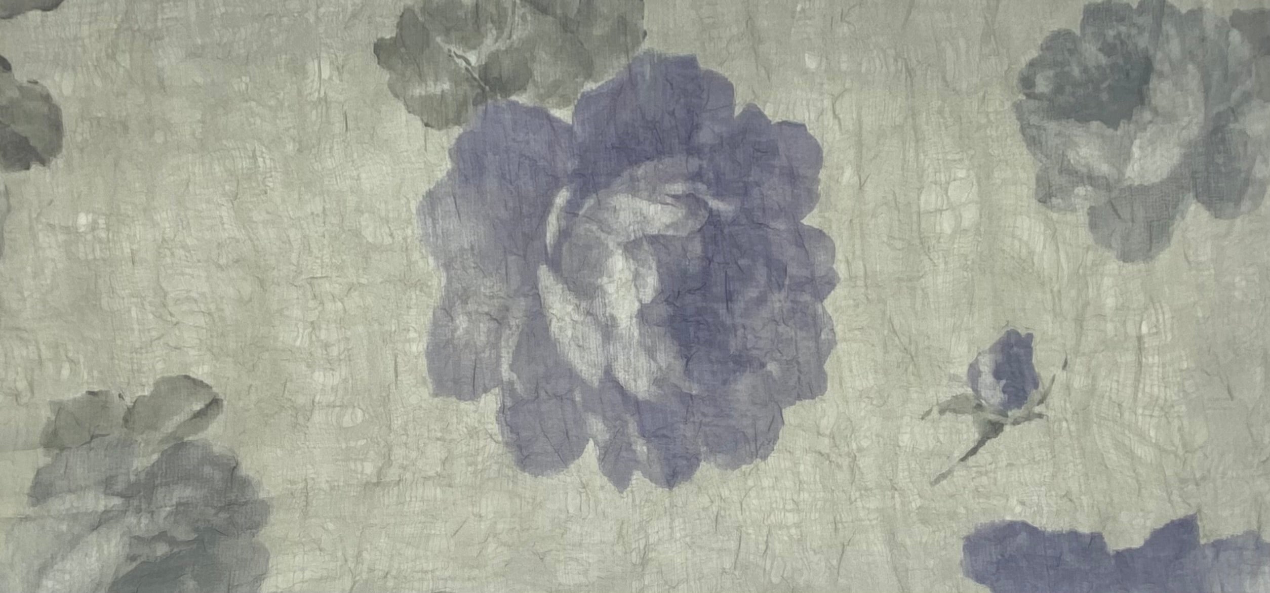 Floral Printed Polyester Crinkled Sheer - Green/Purple