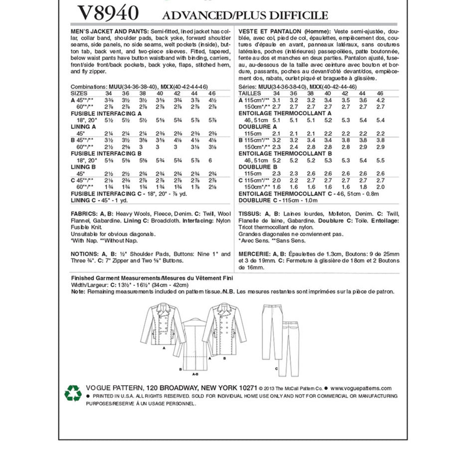 Vogue V8940 - Jacket Sewing Pattern