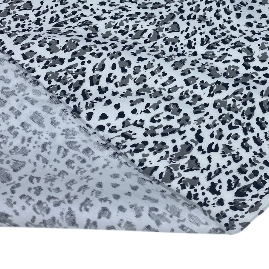 Lightweight Printed Cotton Cheetah - White/Black/Grey