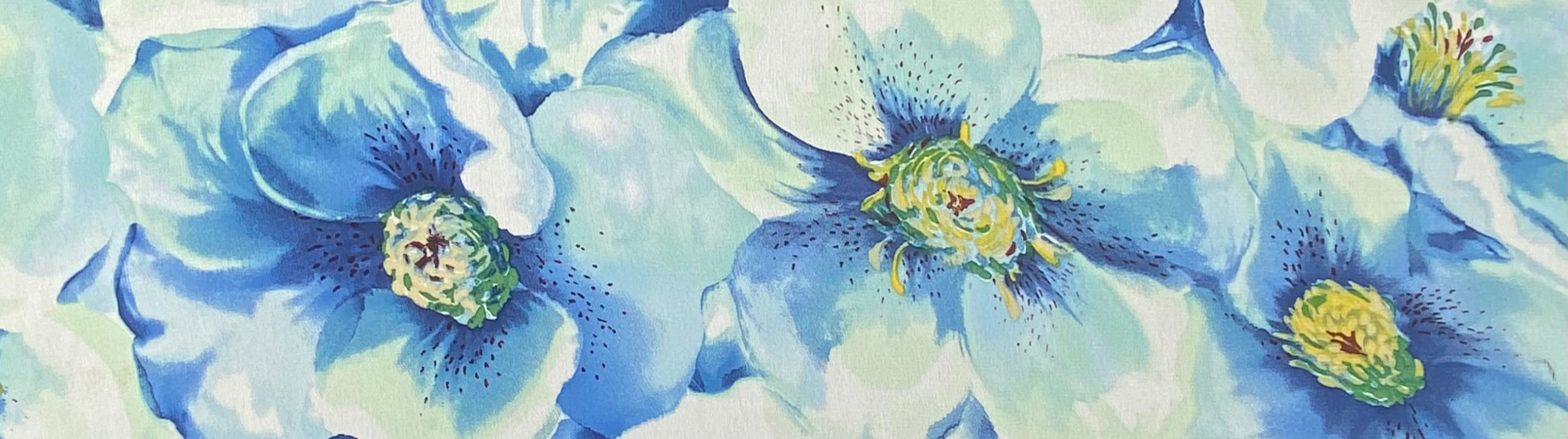 Floral Printed Polyester Georgette - White/Blue/Green/Yellow